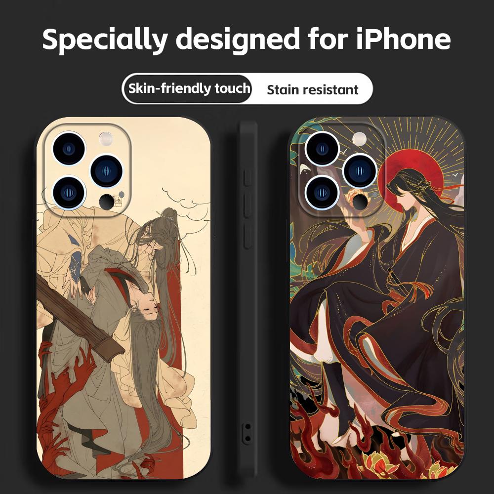 Phone Cases Anime - ホットなアニメ「呪術廻戦」スマホケース iPhone 16/16e/15/14/13/12/11 Plus/Mini/Pro/Max対応 ソフトブラック耐衝撃カバー