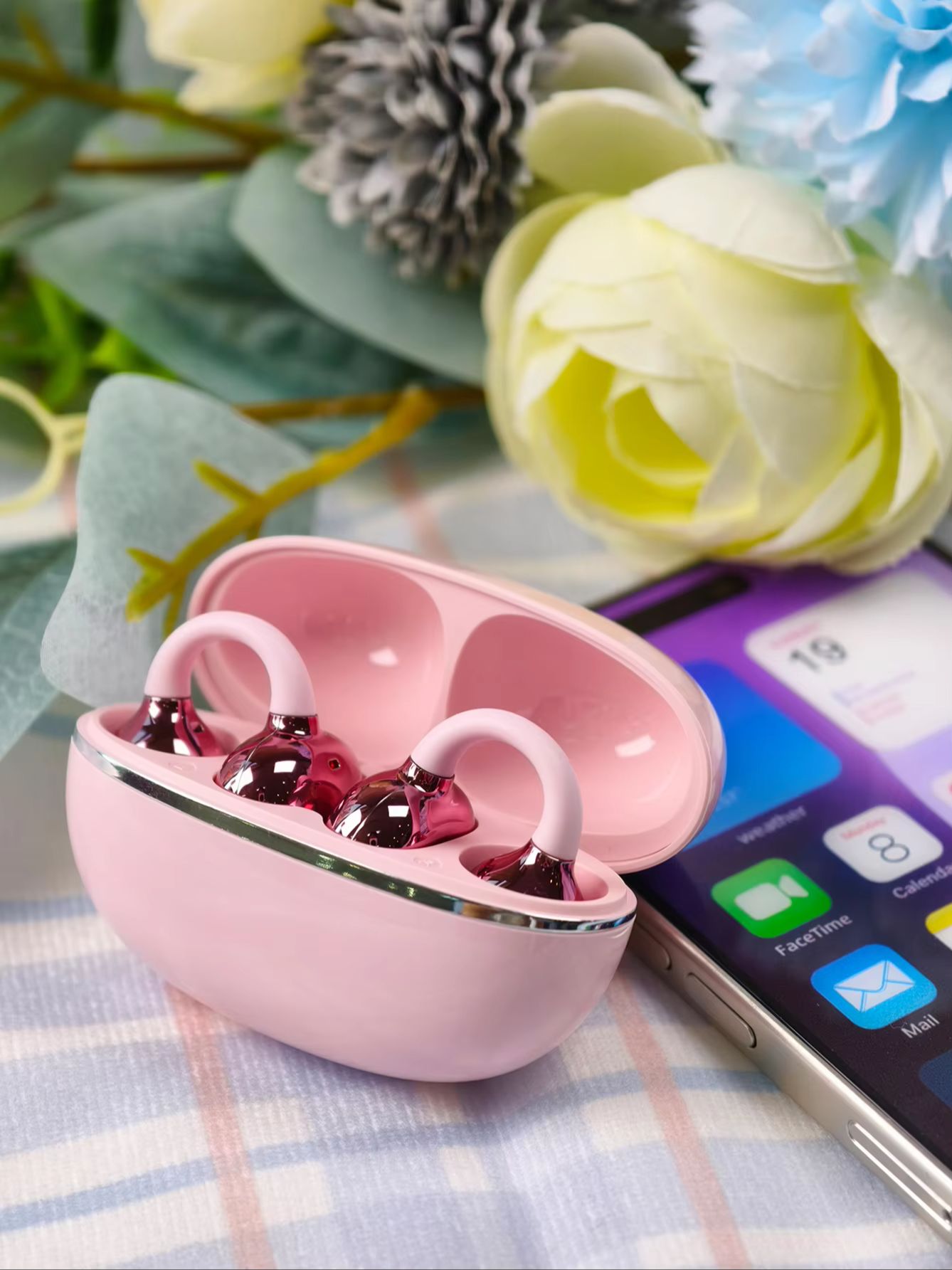 Phone Cases Viral - 2026年流行のクリップ式イヤホン、オープンイヤーデザイン、長時間バッテリー、汗に強いスポーツヘッドホン、彼女と彼への理想的な贈り物