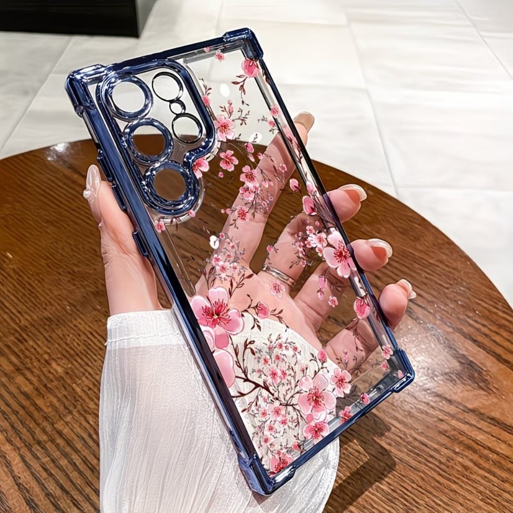 Phone Cases Galaxy S25 - 桜の花柄電気メッキ四隅耐衝撃スマホケース Samsung Galaxy S26 S25 S24