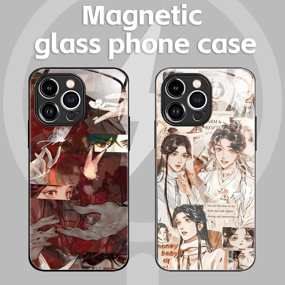 Phone Cases Anime - アニメ「天国の職人の祝福」iPhone 16/15/14/13/12/11/X/XR/XS/8 Plus/Mini/Pro/Max対応 ガラス製マグネット式スマホケース