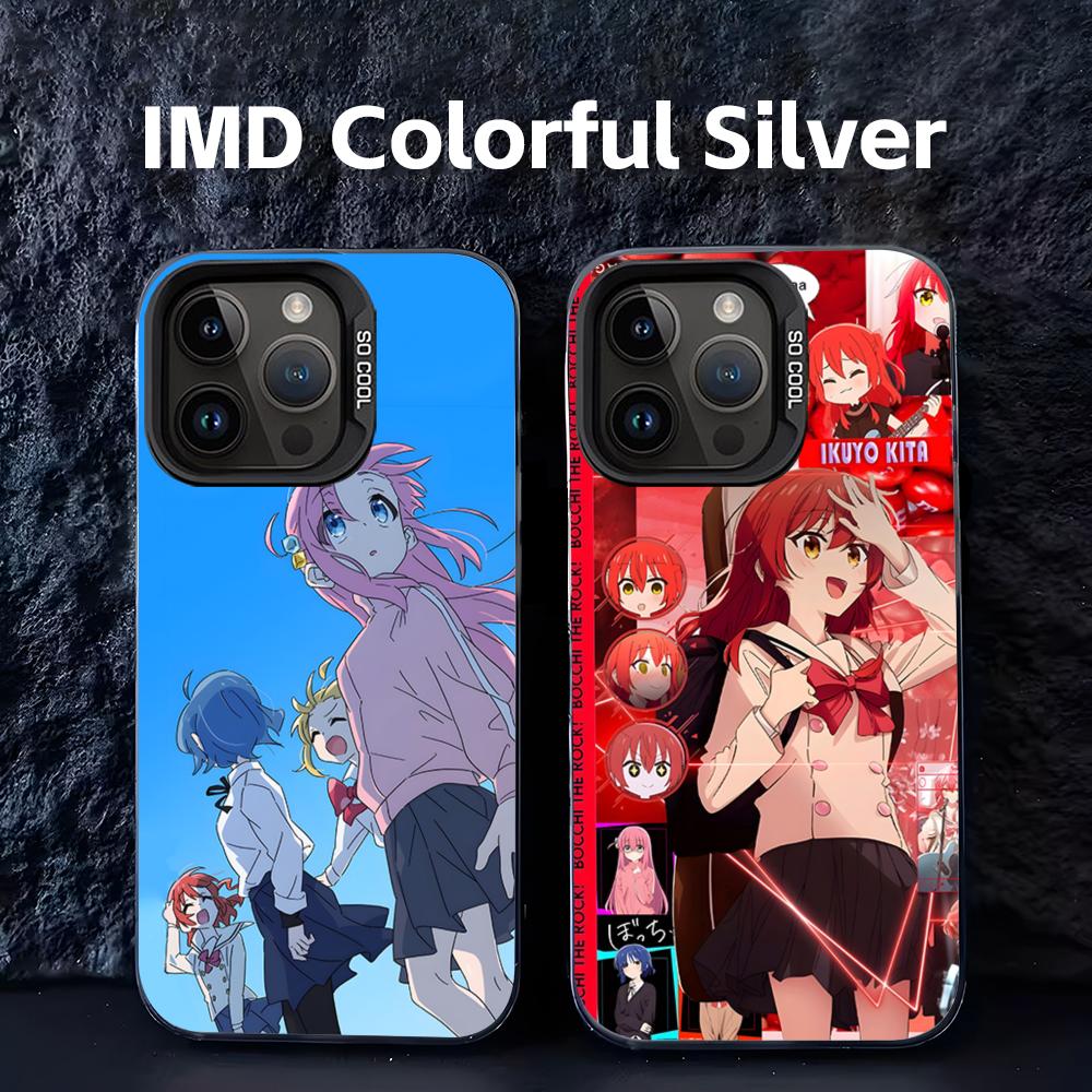 Phone Cases Anime - アニメクールなボッチ・ザ・ロックのスマホケース、IMDカラフルシルバー、iPhone 17、16、15、14、13、12、11 Pro Maxに適したソフトケース