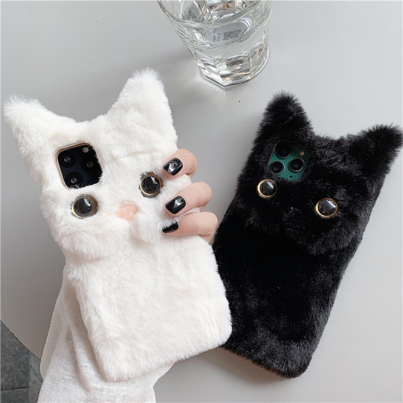 3Dキュートな漫画猫の毛皮のようなぬいぐるみ風スマホケース  - Phone Cases For Iphone 17 のレビューと価格