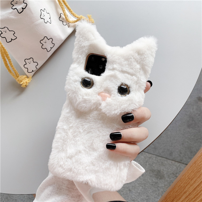 3Dキュートな漫画猫の毛皮のようなぬいぐるみ風スマホケース  - Phone Cases For Iphone 17 のレビューと価格