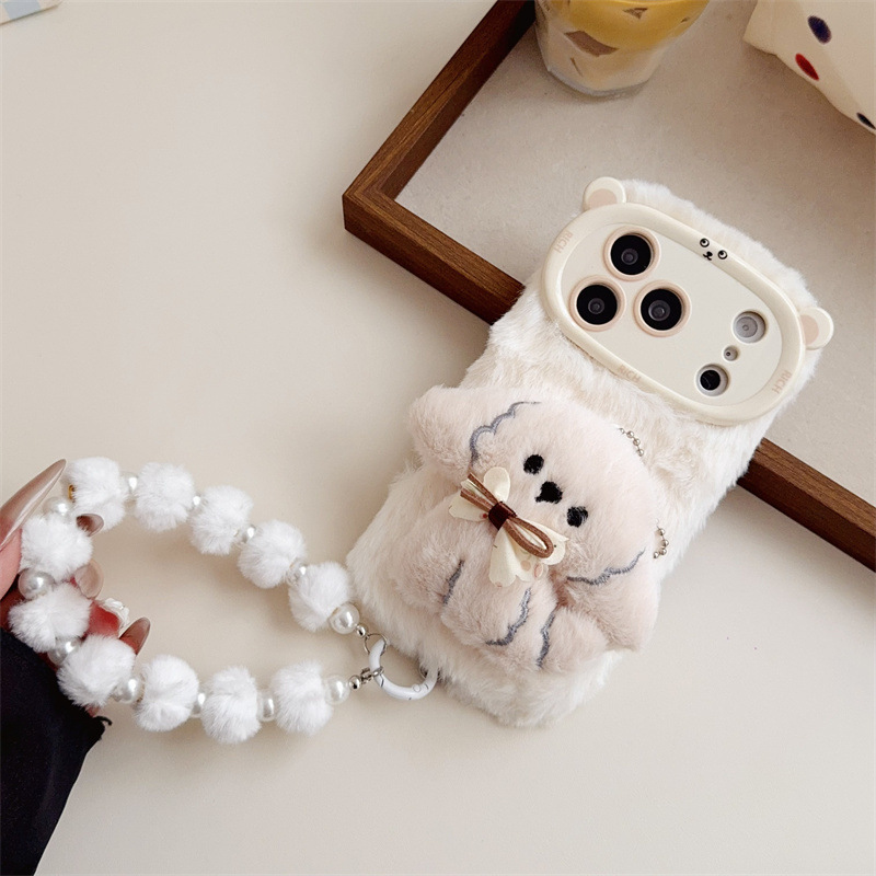 3D漫画風リボン付き子犬のふわふわぬいぐるみスマホケース i - Phone Cases For Iphone 17 のレビューと価格