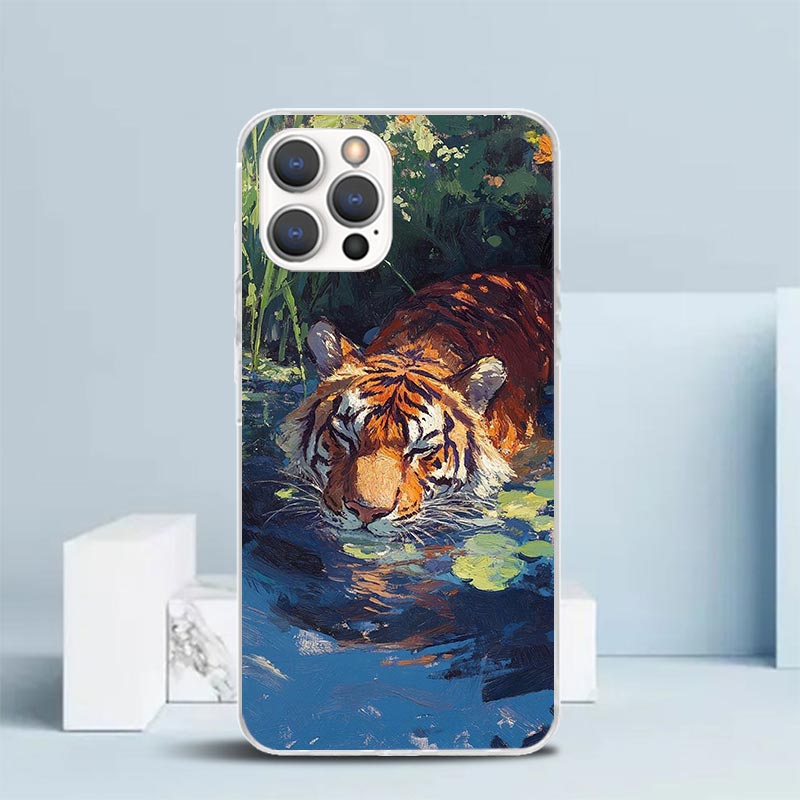 高級タイガーパターンアートソフトカバー iPhone 16  - Phone Cases That Fit Iphone 16E のレビューと価格