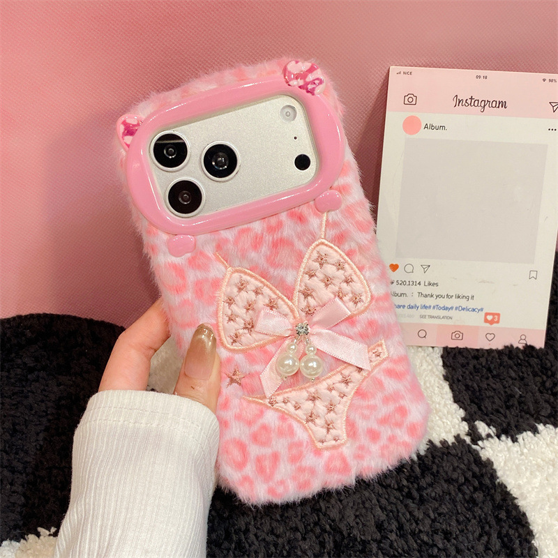 高級感のあるレオパード柄ビキニプリントのぬいぐるみ風スマホケ - Phone Cases For Iphone 17 のレビューと価格