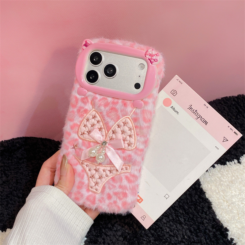 高級感のあるレオパード柄ビキニプリントのぬいぐるみ風スマホケ - Phone Cases For Iphone 17 のレビューと価格