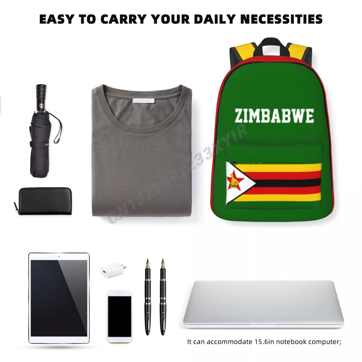 ユニセックスバックパックジンバレン国旗ステッチスクールバッグ - Phone Cases Zimbabwe のレビューと価格