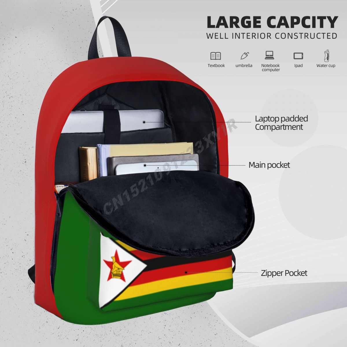 ユニセックスバックパックジンバレン国旗ステッチスクールバッグ - Phone Cases Zimbabwe のレビューと価格