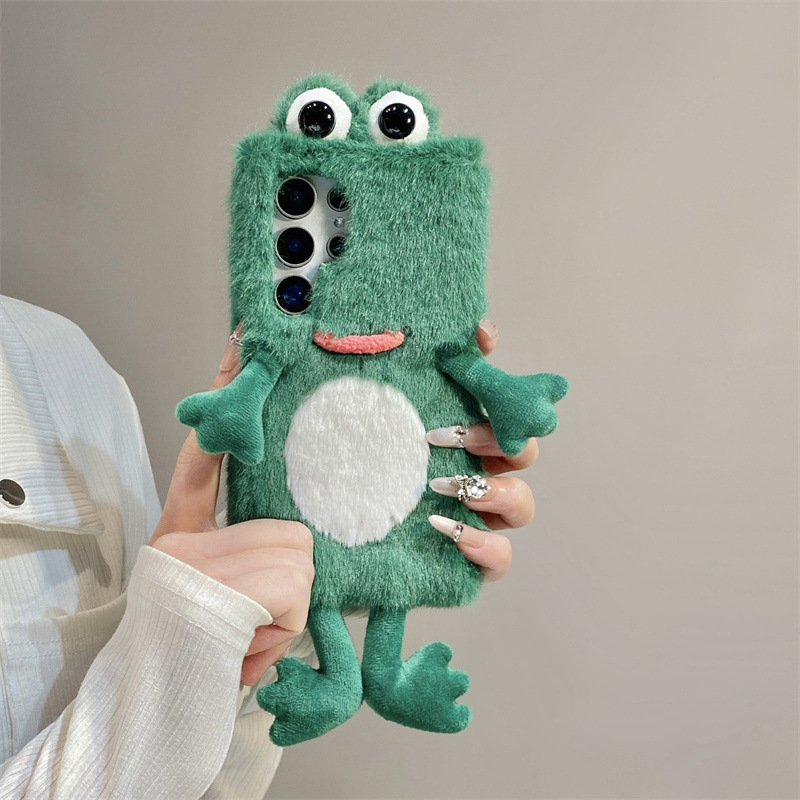 ぬいぐるみカエルのスマホケース、かわいい緑色の動物3Dソフト - Phone Cases Galaxy S25 のレビューと価格