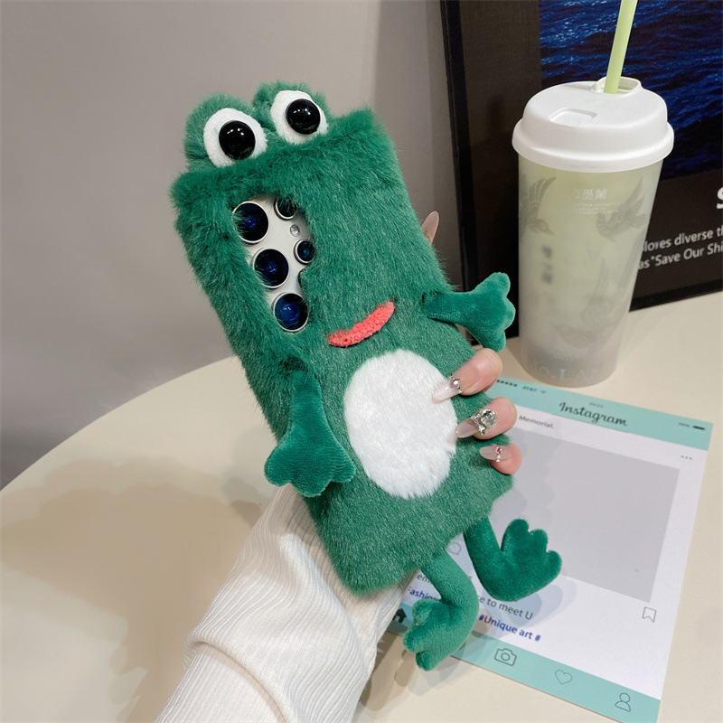 ぬいぐるみカエルのスマホケース、かわいい緑色の動物3Dソフト - Phone Cases Galaxy S25 のレビューと価格